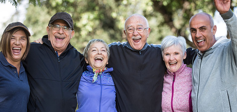 group of senior adult friends